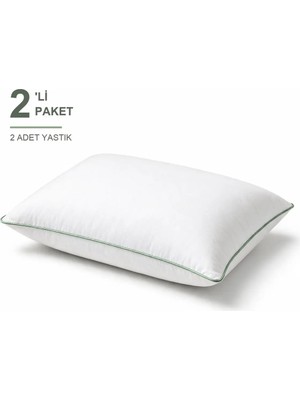 Binna Soft Comfort Touch Biyeli Yastık 2'li Paket 50X70 cm 1000 gr Boncuk Silikon Elyaf Dolgulu - Adaçayı