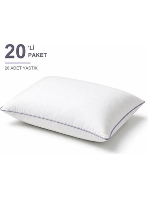 Binna Soft Eco Biyeli Yastık 20'li Paket 50X70 cm 700 gr Boncuk Silikon Elyaf Dolgulu - Lavanta
