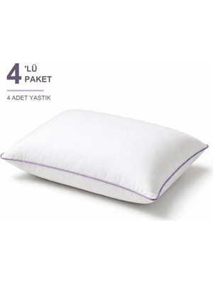 Binna Soft Eco Biyeli Yastık 4'li Paket 50X70 cm 600 gr Boncuk Silikon Elyaf Dolgulu - Lila