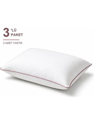 Binna Soft Cloud Support Biyeli Yastık 3'li Paket 50X70 cm 1200 gr Boncuk Silikon Elyaf Dolgulu - Gül Kurusu