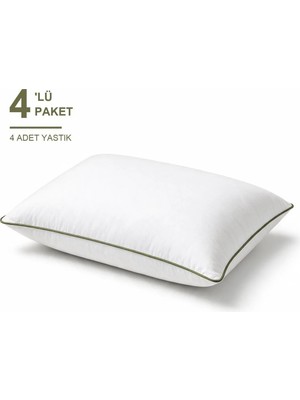 Binna Soft Eco Biyeli Yastık 4'li Paket 50X70 cm 600 gr Boncuk Silikon Elyaf Dolgulu - Haki