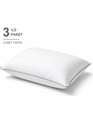 Binna Soft Comfort Touch Biyeli Yastık 3'li Paket 50X70 cm 1000 gr Boncuk Silikon Elyaf Dolgulu - Lavanta