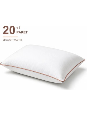 Binna Soft Eco Biyeli Yastık 20'li Paket 50X70 cm 800 gr Boncuk Silikon Elyaf Dolgulu - Somon