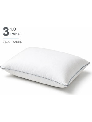 Binna Soft Comfort Touch Biyeli Yastık 3'li Paket 50X70 cm 1000 gr Boncuk Silikon Elyaf Dolgulu - Buz Mavisi