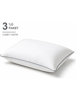 Binna Soft Cloud Support Biyeli Yastık 3'li Paket 50X70 cm 1200 gr Boncuk Silikon Elyaf Dolgulu - Gri
