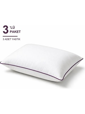 Binna Soft Cloud Support Biyeli Yastık 3'li Paket 50X70 cm 1200 gr Boncuk Silikon Elyaf Dolgulu - Mürdüm