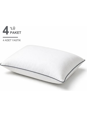 Binna Soft Eco Biyeli Yastık 4'li Paket 50X70 cm 600 gr Boncuk Silikon Elyaf Dolgulu - Füme