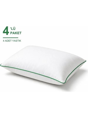 Binna Soft Comfort Touch Biyeli Yastık 4'li Paket 50X70 cm 1000 gr Boncuk Silikon Elyaf Dolgulu - Yeşil
