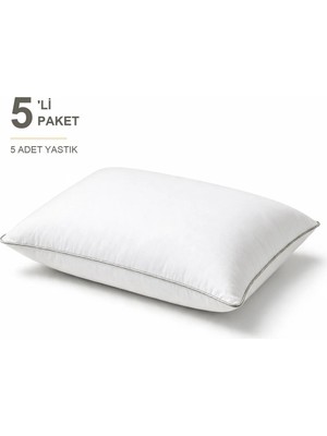 Binna Soft Eco Biyeli Yastık 5'li Paket 50X70 cm 800 gr Boncuk Silikon Elyaf Dolgulu - Krem