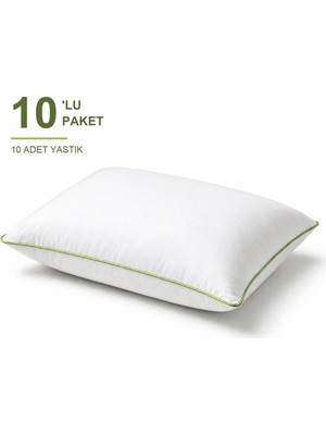 Binna Soft Comfort Touch Biyeli Yastık 10'li Paket 50X70 cm 1000 gr Boncuk Silikon Elyaf Dolgulu - Çağla Yeşili