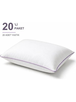 Binna Soft Eco Biyeli Yastık 20'li Paket 50X70 cm 800 gr Boncuk Silikon Elyaf Dolgulu - Lila