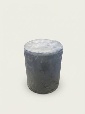 Modern Koyu Gri Kadife Puf / Yuvarlak Oturma Pufu