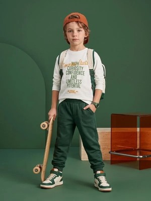 Zekids Erkek Çocuk Yazı Baskılı Uzun Kollu T-Shirt