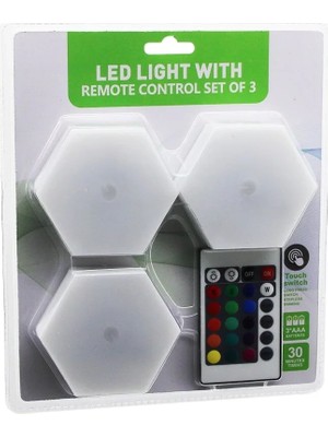 Varsoph 3pcs - Altıgen - Rgb   Kumandalı - Pilli - Dokunmatik  Lamba Seti  6 LED (5468)