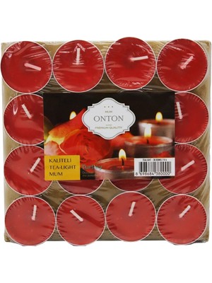 Varsoph 16 Parça  Kırmızı Tea Light Yuvarlak Mum (5468)