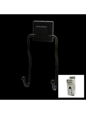 Varsoph Siyah - 2li Metal Sarkık Askı Kare Güçlü Yapışkanlı 8X9X19CM (5468)