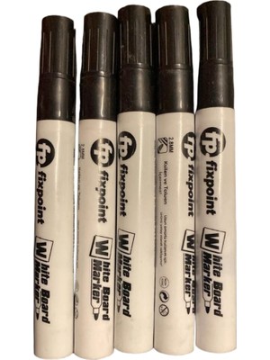 Fixpoint Whiteboard Marker Beyaz Tahta Kalemi Siyah 2.8mm 5'li Set Fp Silinebilir Tahta Markörü