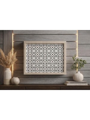 Eylux Modern Dekoratif Duvara Asılabilir Sigorta ve Modem Saklama Kutusu, Ahşap, Bej, 25X35 Cm, De