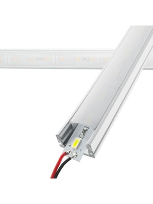 LED Kanal Profil Sıva Üstü 6931 Alüminyum Kasa Ince Tip 2 Metre 15X6MM Opak Pleksi Yan Kapak