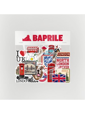 Baprile Birleşik Krallık Ingiltere 27 Parça Kaliteli Laptop Telefon Termos Seyahat Etiket Seti