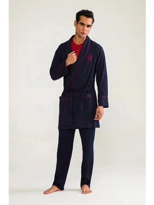 Pileli Store D's Damat 03000 5'li Robdöşambr Erkek  Damat Pijama Seti
