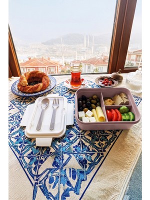 iselahome Tilia 3 Bölmeli Yemek Kabı Kahvaltılık Saklama Kabı Lunch Box Beslenme Kutusu Sefer Tası