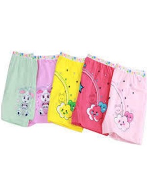 Tutku Kız Çocuk Renkli Likralı Pamuk Boxer 6 Lı Paket-Asorti-5-6 Yaş