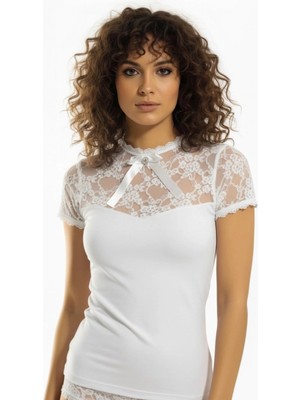 Pileli Store 2140 Geniş Dantelli K.kollu Elastane