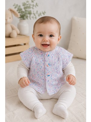 Setfix El Örgüsü Bebek Yeleği, 3-6 Ay, Dikişsiz, Kısa Kollu, Düğmeli, Anti Pilling, Handmade