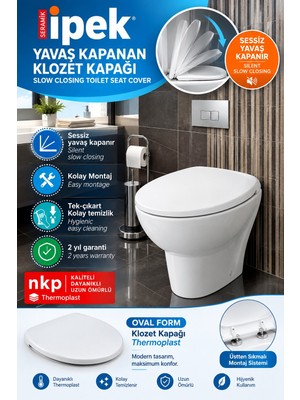 Primeaks Ipek Klozet Kapağı Yavaş Kapanır Oval Form Termoplast Klozet Kapağı