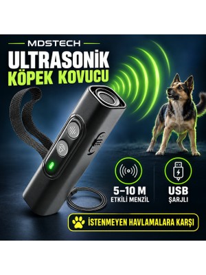 MDS Ultrasonik Köpek Kovucu USB Şarjlı Hafif Pratik Güvenli, Saldırı ve İstenmeyen Havlamalara Son