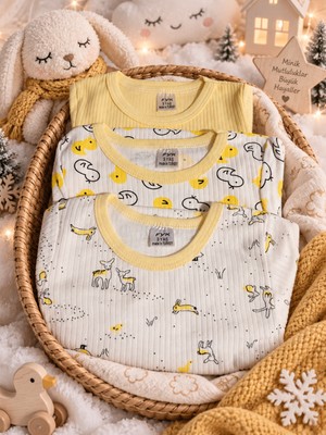 Bulut Anne ve Çocuk Uzun Kollu Çıtçıtlı Body Renkli Raporlu Çoklu Desenli Erkek /kız/unisex Model