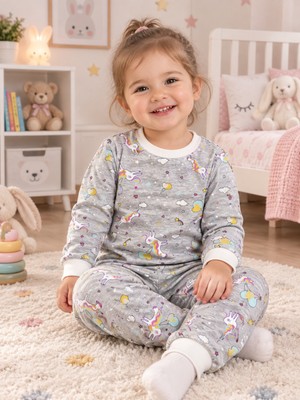Mivora Unicorn Desenli Çocuk Pijama Alt Takım Derdim.