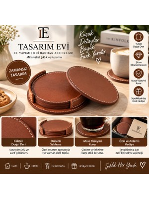 Tasarım Evi Suni Deri Bardak Altlığı Çay Kahve Içecek Altlığı Masaüstü Ofis Masa Aksesuarı Bardaklık Altlık