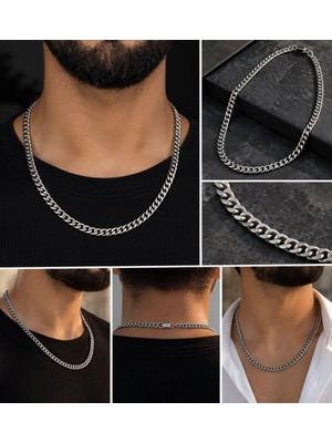 Xuping Unisex Gümüş Renkli Gurmet Zincir Kolye – Erkek Kadın Kalın Zincir Şık Kolye