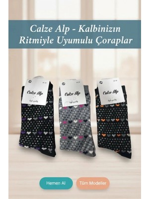 Pileli Store Barış Kalp Desenli Likralı Kadın Soket Çorap 1 Adet