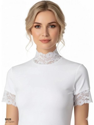 Pileli Store Şahinler Bayan Dantelli Yarım Kollu Atlet B628