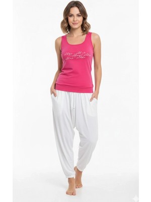 Pileli Store Bayan Yazlık Poly Şalvarlı Pijama 21519