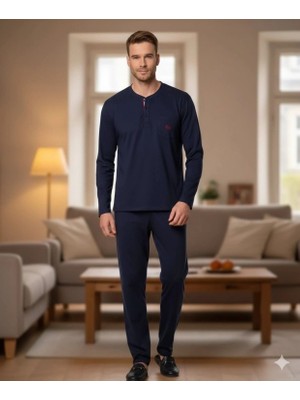 Pileli Store Pijalux Uzun Kollu  Erkek  Pijaması 2053