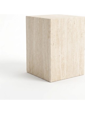 Adomar Marble Traverten Küp Yan Sehpa