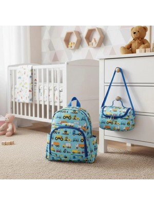Su Geçirmez Kumaş Çok Gözlü Okul Çantası ve Beslenme Çantası Ikili Okula Dönüş Seti