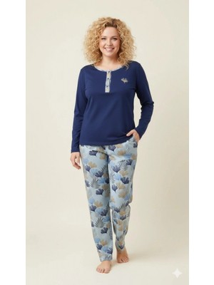 Pileli Store Limissi Viskon Alt Desenli Pijama Takımı