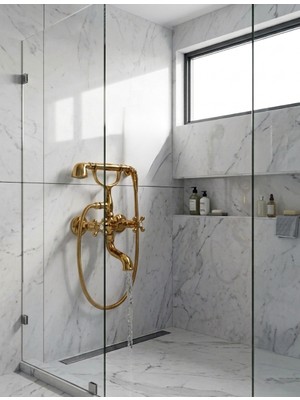 Titanium Design Nostalji Serisi Gold Banyo Bataryası ve El Duşu Seti