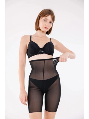 Pileli Store Freshness 0007 Lazer Kesim Tül Yüksek Bel Şort Korse