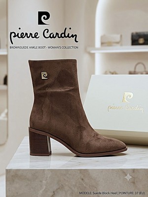 Pierre Cardin PC-56169 Fermuarlı Blok Topuklu Süet Bootie