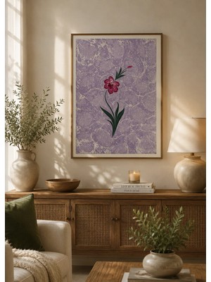 Muguetarts %100 El Sanatı Ebru Sanatı Karanfil Çerçevesiz Yasemin Acar Eseri 35X50 Cm.