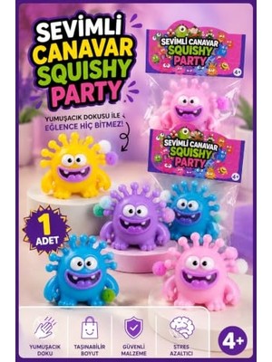 Sevimli Canavar Squıshy Party Sıkmalı Yumuşak Stres Oyuncağı Sukuşi Oyuncak 1 Adet