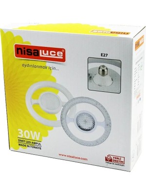 Varsoph Nisaluce EAMP-059/KB  Mika Kristal Plastik Cam   Simit Model  LED Ampul  30W   E27   BEYAZ=6500K   2700 Lumen (5468)