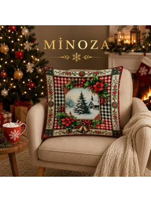 Minoza Digital Baskılı Yılbaşı  Desenli Dekoratif Kırlent Kılıfı 1 Adet
