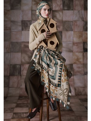 Fresh Scarfs Abstract Flow Desen Vual Eşarp Yeşil